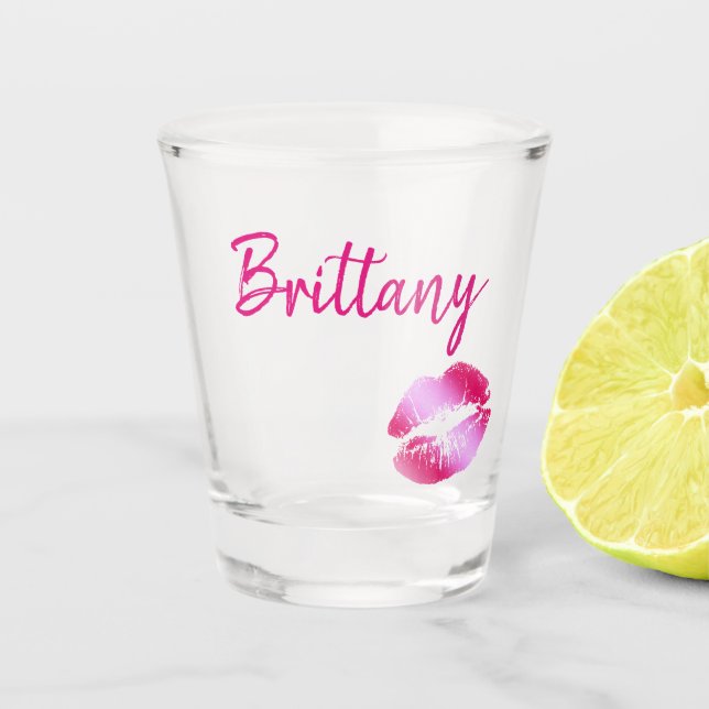 Copo De Shot Kisses Glam Rosa (Frente)