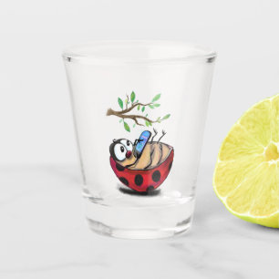 Copo De Shot Ladybug Feliz por Telefone - Desenho de Cartoon