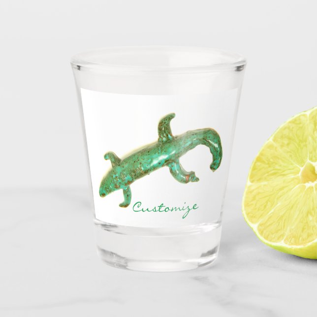 Copo De Shot Lagarto cerâmico verde Thunder_Cove (Frente)