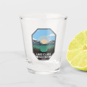 Copo De Shot Lago Clark National Park Minimo Retro Emblem