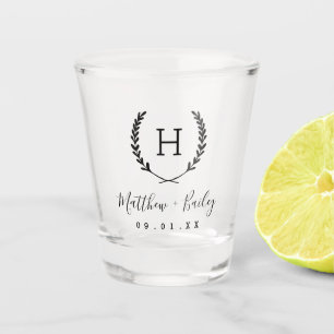 Copo De Shot Laurel Crest Wedding Monograma