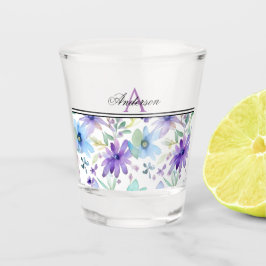 Copo De Shot Lavanda e Blue Floral