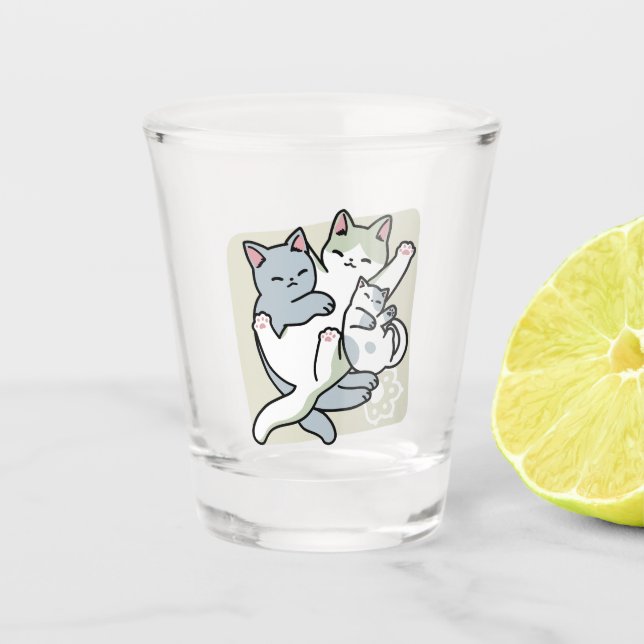 Copo De Shot Lazer - Design de Gatos Preguiçosos (Frente)
