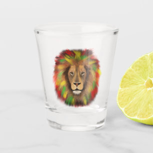 Copo De Shot Leão de rasto vermelho-amarelo, desenho da Jamaica