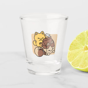 Copo De Shot Leite de Chocolate Bebendo Felicidade – Comida de