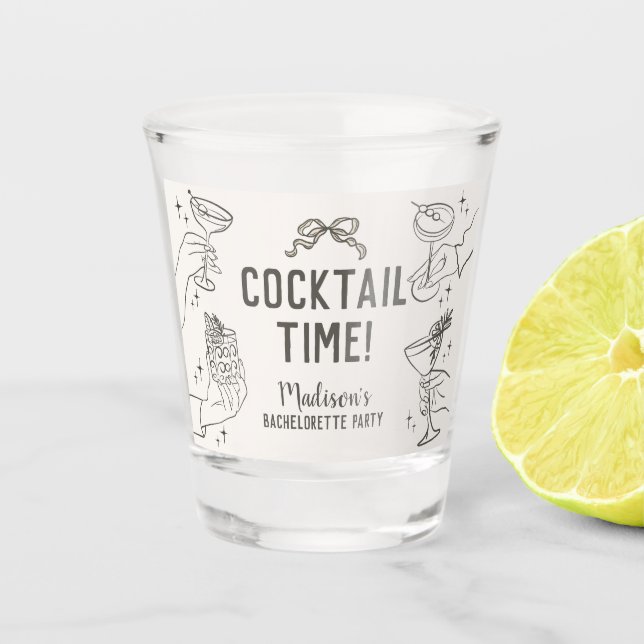 Copo De Shot Lembrancinhas de Festa de Solteira Retrô Bege (Frente)