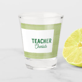 Copo De Shot Lemon green white stripes teacher professor name c