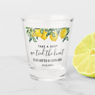 Copo De Shot Lemons Wedding Favor atirou no nó