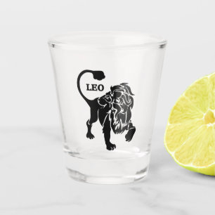 Copo De Shot Leo Lion Zodiac Black Glass