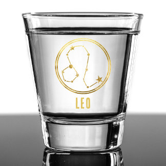 Copo De Shot Leo Zodiac Sinal Astrologia Horoscópio Dourado