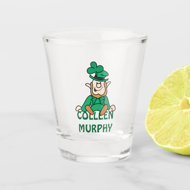 Copo De Shot Leprechaun pequeno com seu nome (Frente)