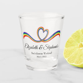 Copo De Shot Lésbica Bachelorette Rainbow Heart