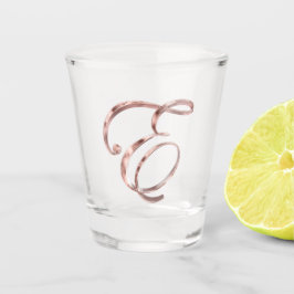 Copo De Shot Letra Elegante Monograma E Chic Rosa Dourada