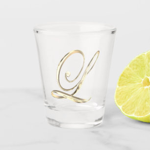Copo De Shot Letra Elegante Monograma L Faux Chic Dourada