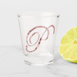 Copo De Shot Letra Elegante Monograma P Rosa Chic Dourada
