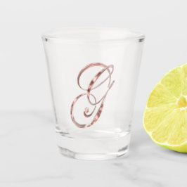 Copo De Shot Letra Elegante Monograma, Rosa, Chic Dourado