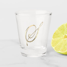 Copo De Shot Letra Elegante Monograma S Faux Chic Dourada