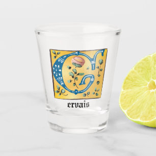 Copo De Shot Letra Floral Iluminada Medieval G Monograma