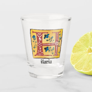 Copo De Shot Letra Floral Iluminada Medieval H Monograma