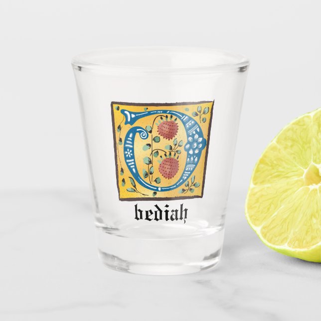 Copo De Shot Letra Floral Iluminada Medieval O Monograma (Frente)