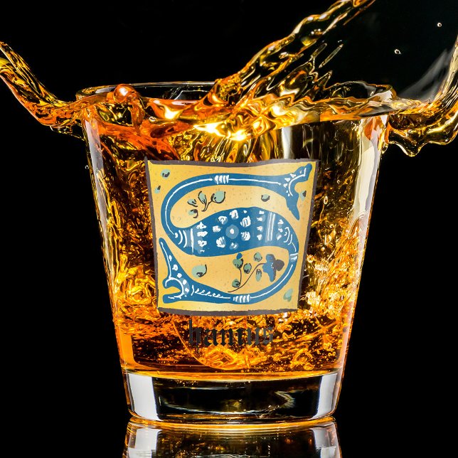 Copo De Shot Letra Floral Iluminada Medieval S Monograma (Criador carregado)