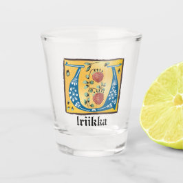 Copo De Shot Letra Floral Iluminada Medieval U Monograma