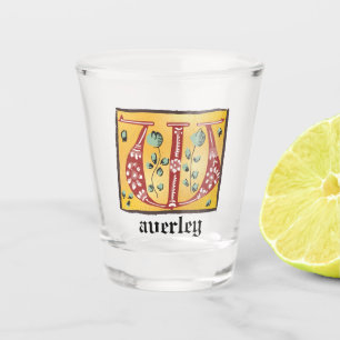 Copo De Shot Letra Floral Iluminada Medieval W Monograma