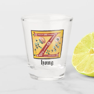 Copo De Shot Letra Floral Iluminada Medieval Z Monograma