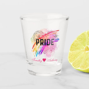 Copo De Shot LGBTQ Orgulho LGBTQ Coração Diamante Arco-Íris Cor