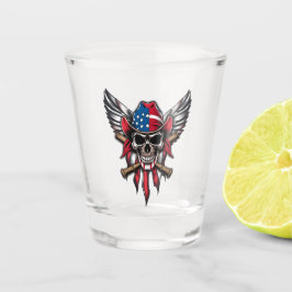 Copo De Shot Liberdade selvagem, crânio americano com morcegos
