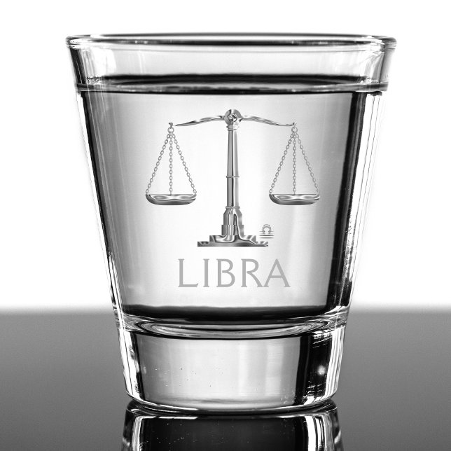 Copo De Shot Libra Zodiac - Sinal de Prata - Aniversário (silver libra zodiac sign scale shot glass)