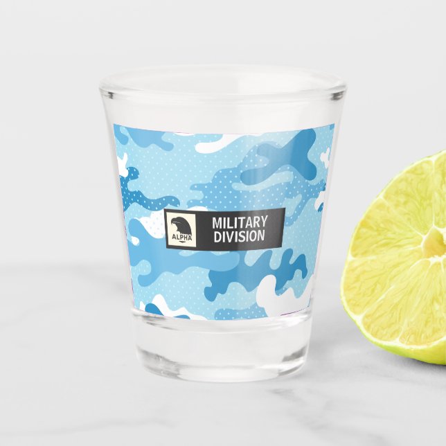 Copo De Shot Light Blue Military Camo Shot Glass (Frente)