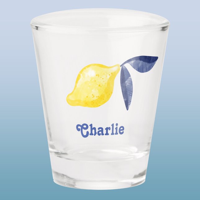 Copo De Shot Limão Personalizado (Personalized retro font name citrus lemon shot glass)