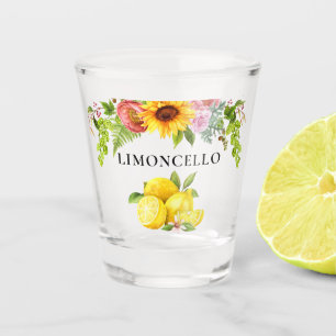 Copo De Shot Limões de Aquarela Verde Floral Limoncello