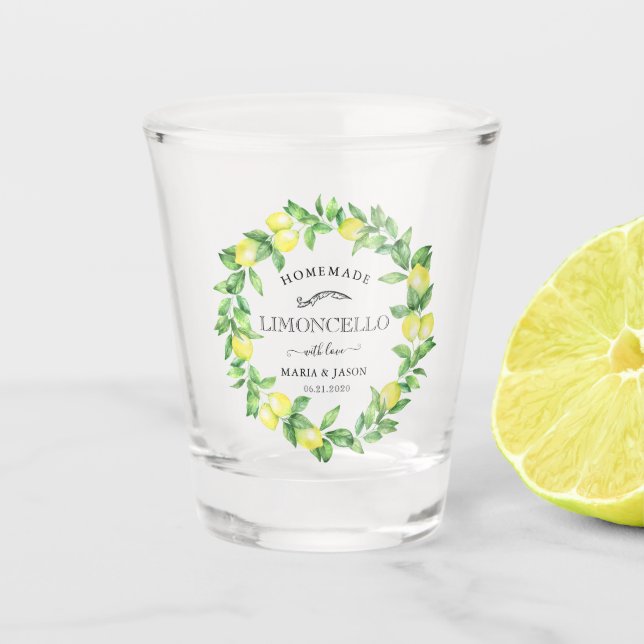 Copo De Shot Limoncello Greenery Personalizado Favor do Monogra (Frente)