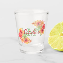 Copo De Shot Lindo floral aquarela personalizado da primavera