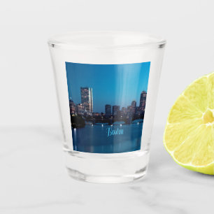 Copo De Shot Linha Skyline da cidade de Boston Massachusetts