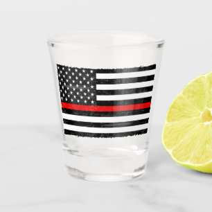 Copo De Shot Linha vermelha fina bandeira americana suja
