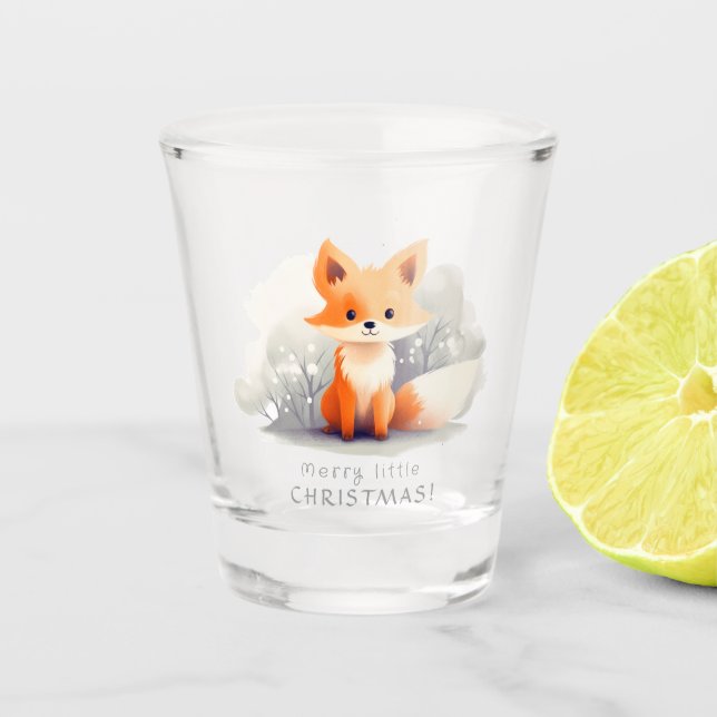 Copo De Shot Little fox in winter, personalized (Frente)