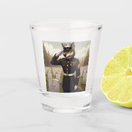 Copo De Shot Lobo do Corpo de Fuzileiros Navais Saudando 
