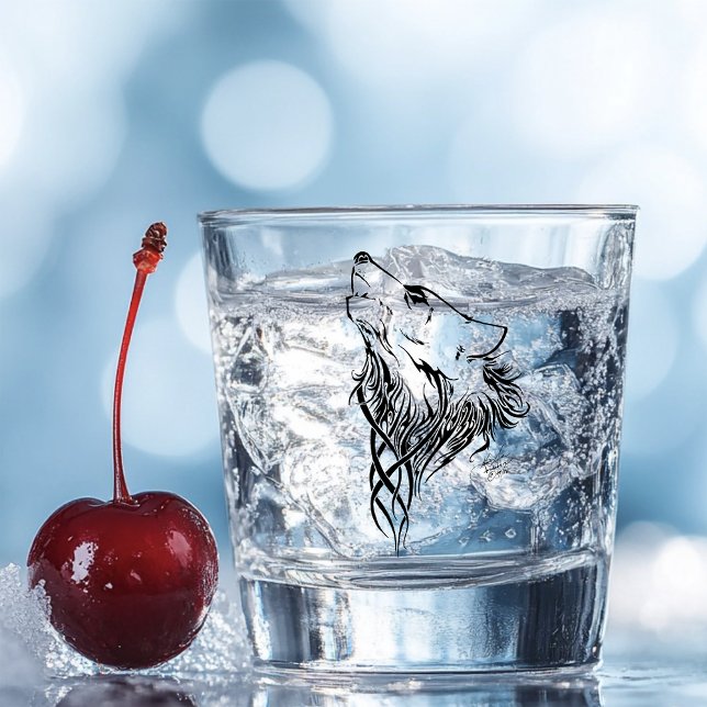 Copo De Shot Lobo Negro Tribal Howl (Criador carregado)