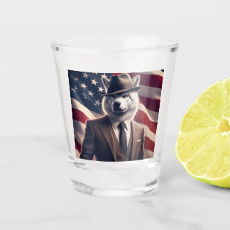 Copo De Shot Lobo Patriótico