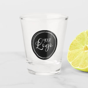 Copo De Shot Logotipo da sua empresa no círculo preto