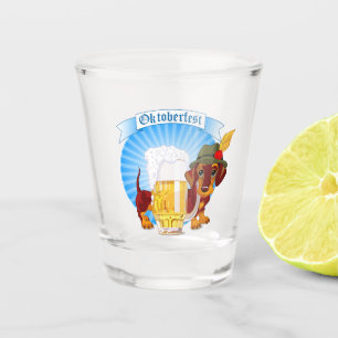 Copo De Shot Logotipo Dachshund no Alpino Hat Oktoberfest