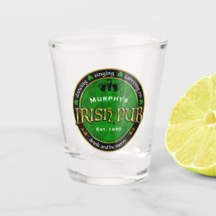 Copo De Shot Logotipo irlandês personalizado, redondo do bar