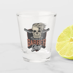 Copo De Shot Loja de Barbeiro Personalizada Caveira e Navalhas