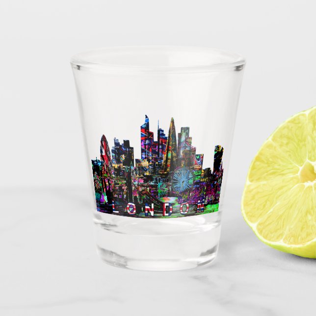 Copo De Shot Londres, Inglaterra em grafite Shot Glass (Frente)