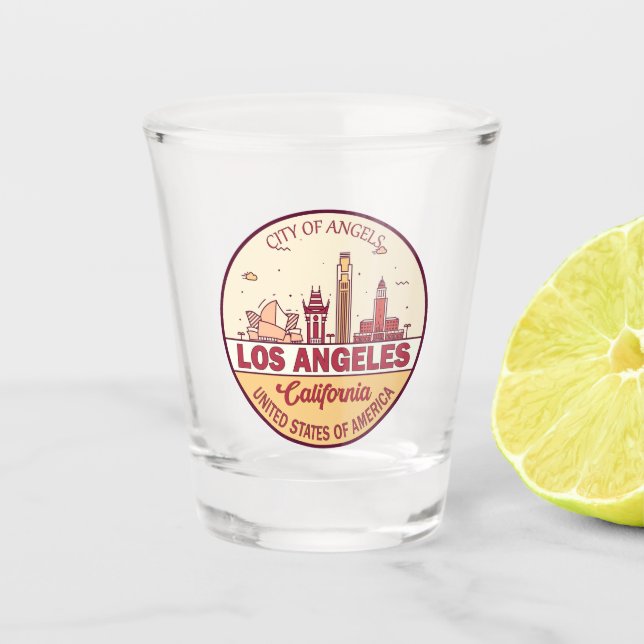 Copo De Shot Los Angeles California City Skyline Emblem (Frente)