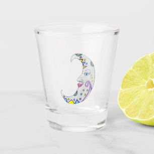 Copo De Shot Lua Crescente Com Cores De Abstrato Face