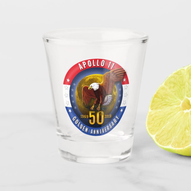 Copo De Shot Lua patriótica Eagle do 50th aniversário de Apollo (Frente)